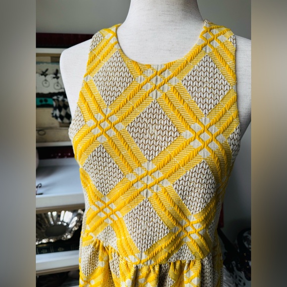 Ya Los Angeles Yellow and Cream Plaid Midi Dress - Picture 2 of 7